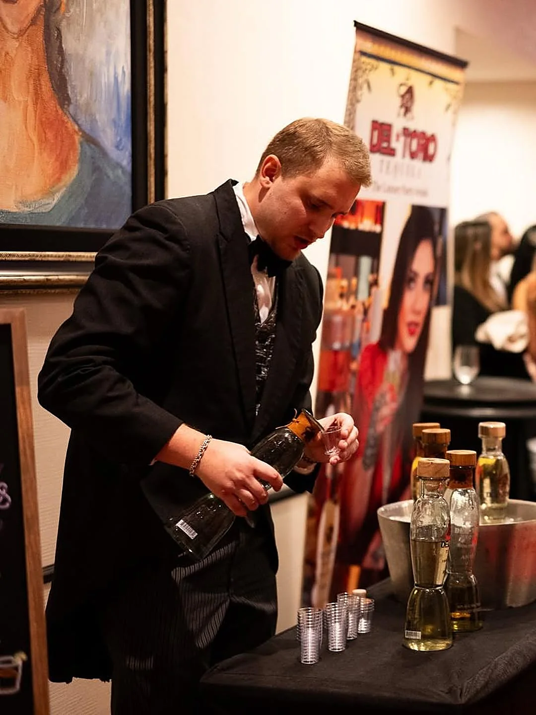 Del Toro poured tableside at a black-tie event
